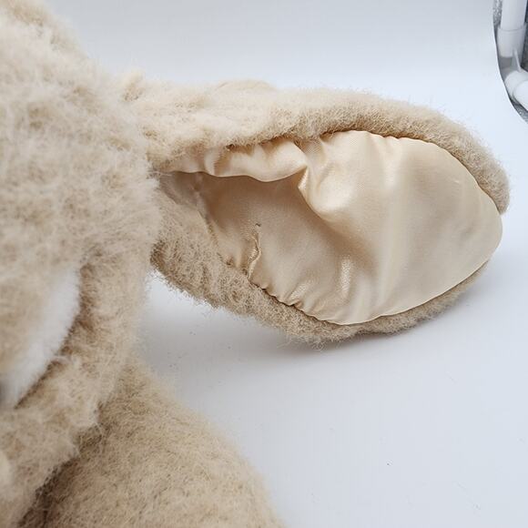 Vtg Aurora Floppy Bunny Rabbit Plush 12" Beige Wooly Fur Pink Nose Satin Ears - Picture 6 of 15